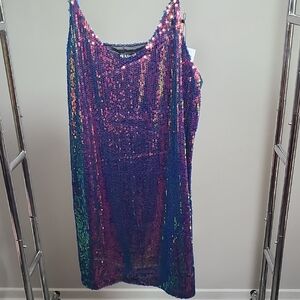 Allegra K Iridescent Sequin Top in Violet Blue Green